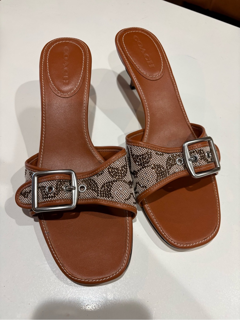 Coach Margot Heels Signature Jacquard Crystal